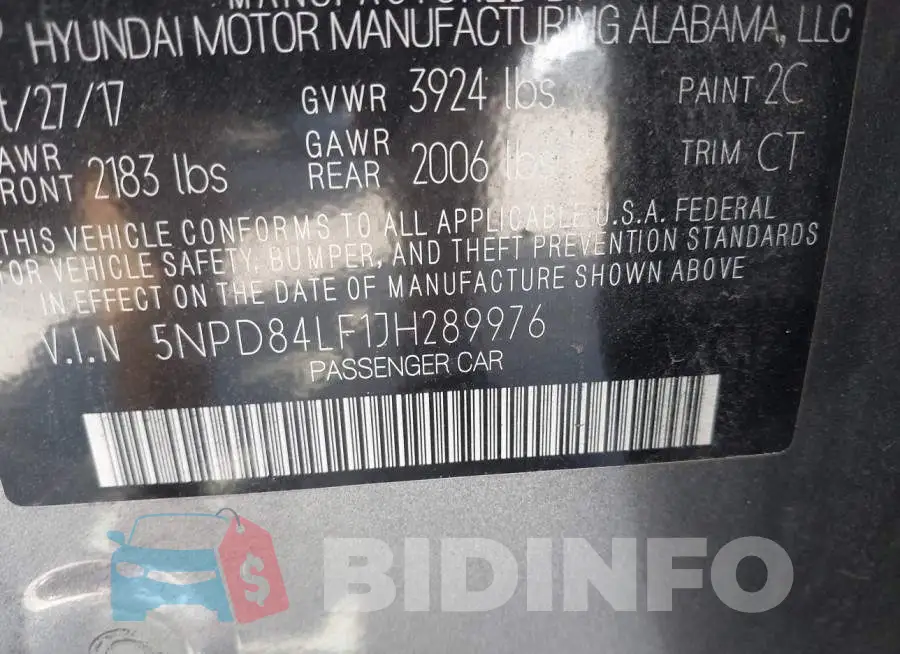 5NPD84LF1JH289976 Photo# 9