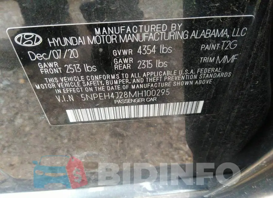 5NPEH4J28MH100295 Photo# 9