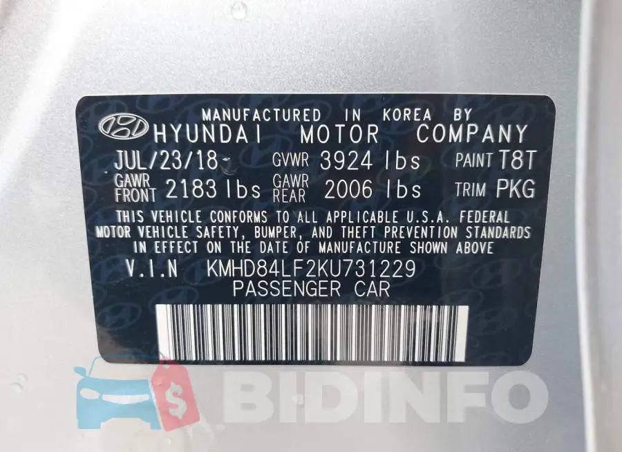 KMHD84LF2KU731229 Photo# 9