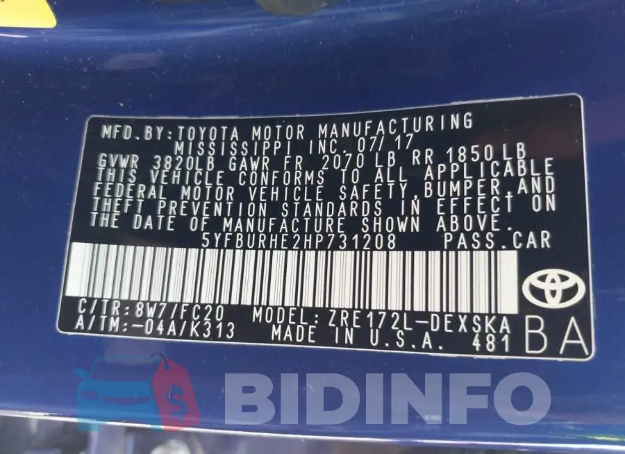 5YFBURHE2HP731208 Photo# 9
