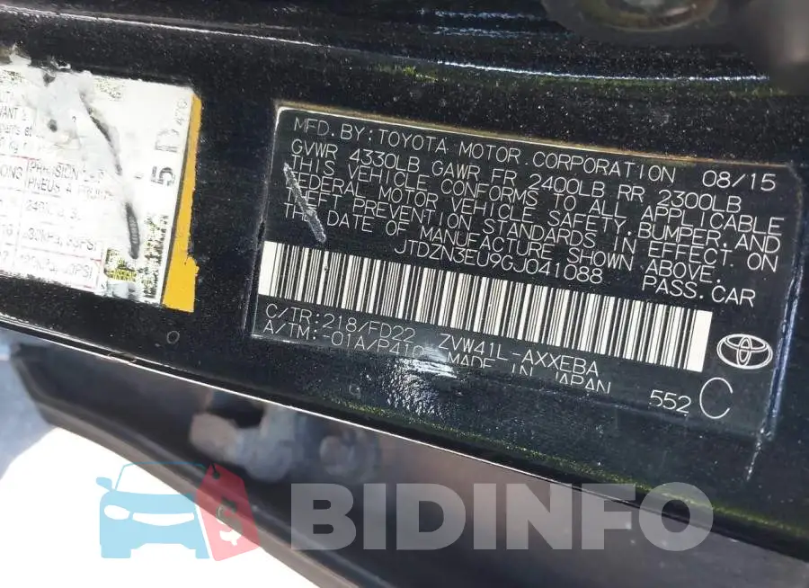 JTDZN3EU9GJ041088 Photo# 9