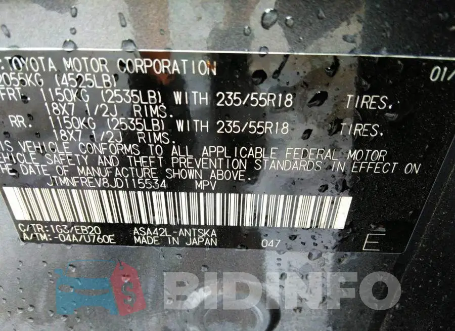 JTMNFREV8JD115534 Photo# 9