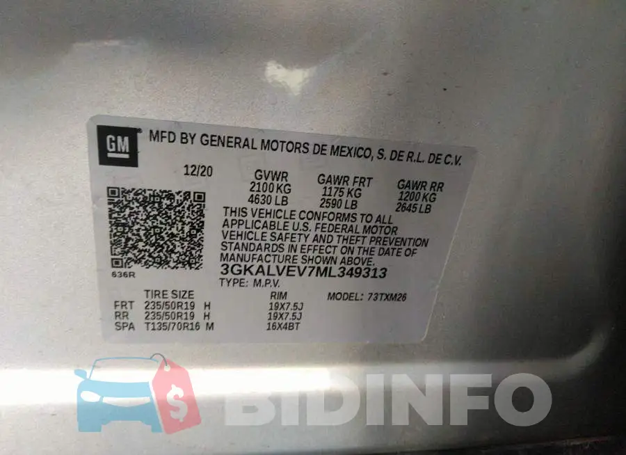 3GKALVEV7ML349313 Photo# 9