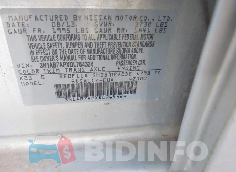3N1AB7APXDL764324 Photo# 9