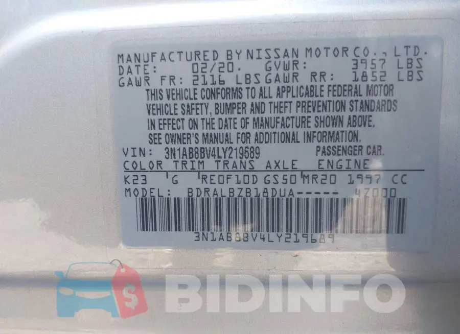 3N1AB8BV4LY219689 Photo# 9
