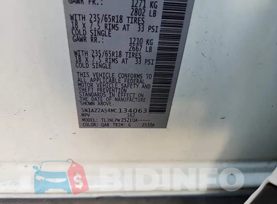 5N1AZ2AS4MC134063 Photo# 8