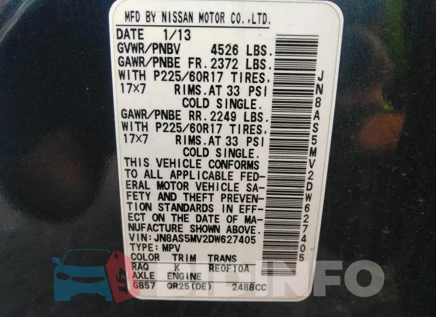 JN8AS5MV2DW627405 Photo# 9