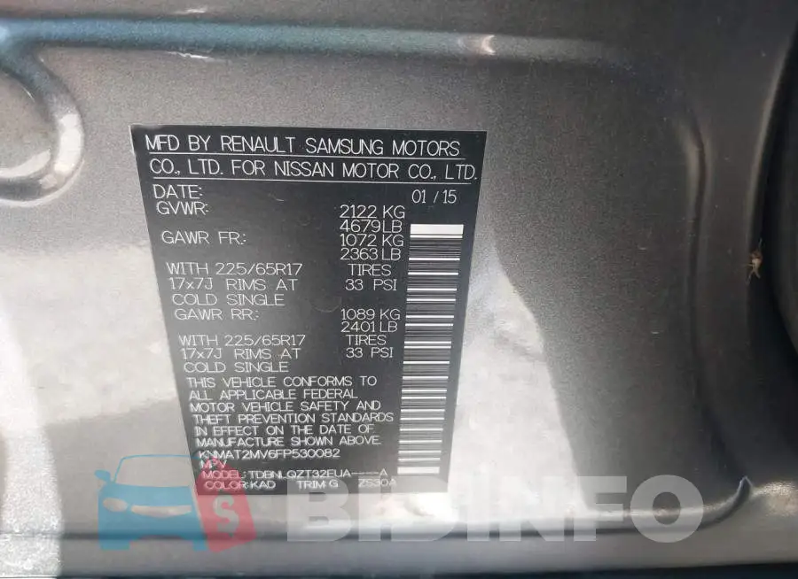 KNMAT2MV6FP530082 Photo# 9