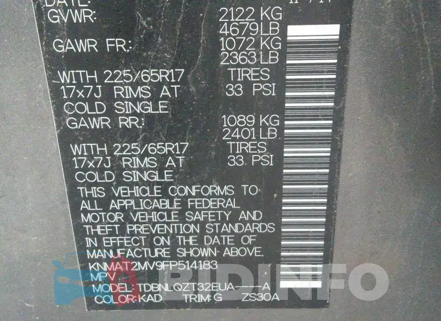 KNMAT2MV9FP514183 Photo# 9