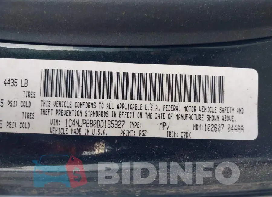 1C4NJPBB0DD165927 Photo# 9