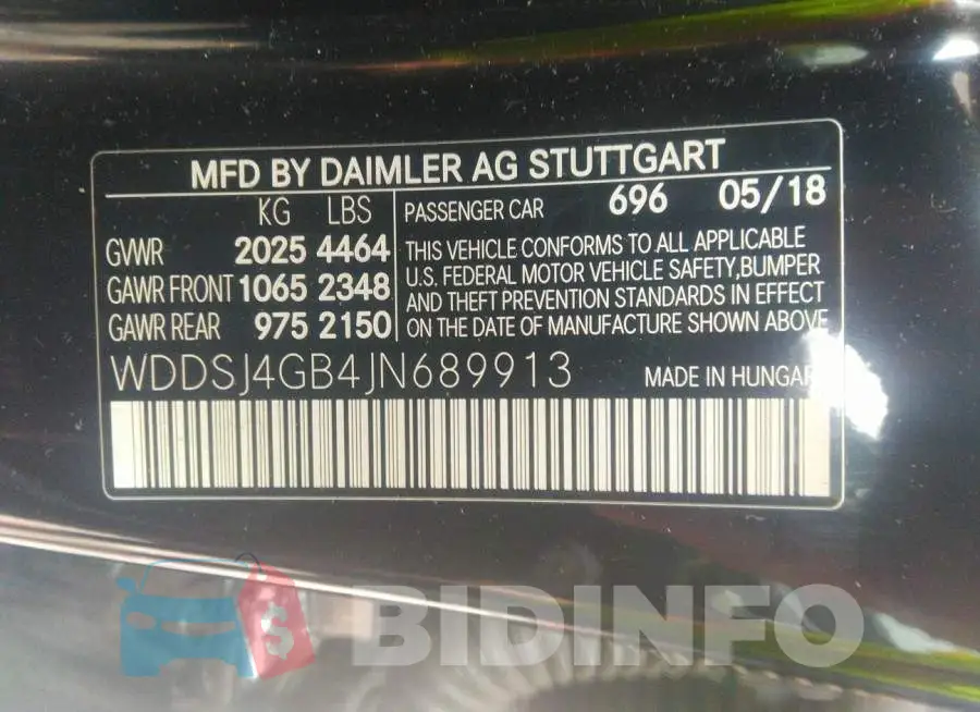 WDDSJ4GB4JN689913 Photo# 9