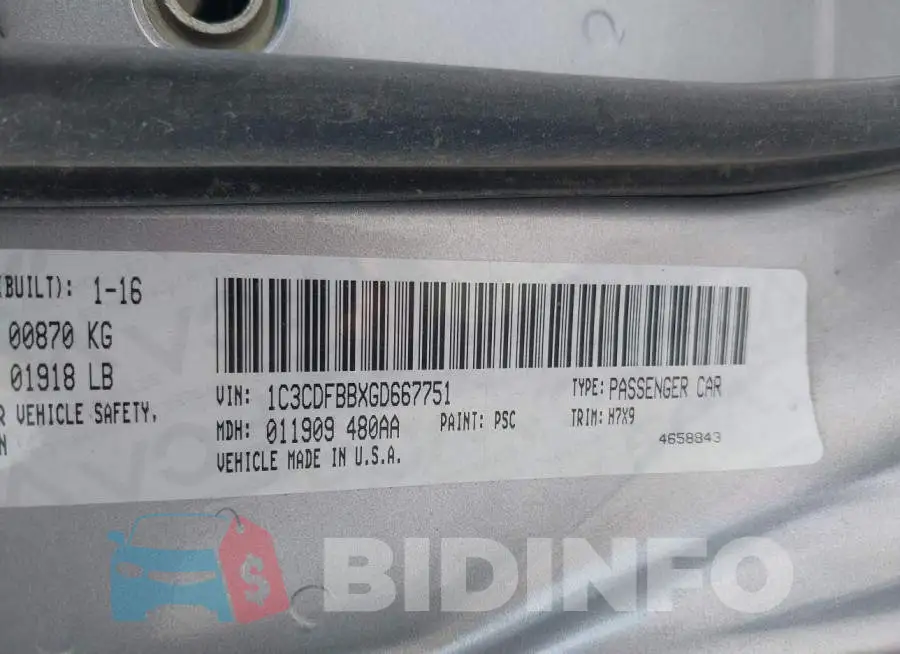 1C3CDFBBXGD667751 Photo# 9