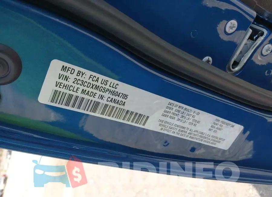 2C3CDXMG5PH604705 Photo# 9