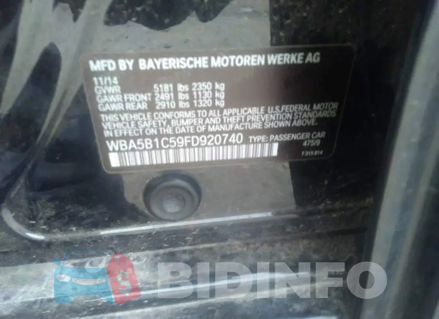 WBA5B1C59FD920740 Photo# 9
