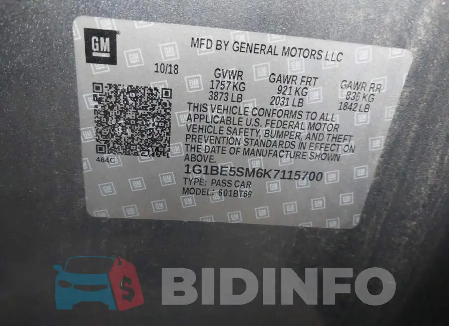 1G1BE5SM6K7115700 Photo# 9