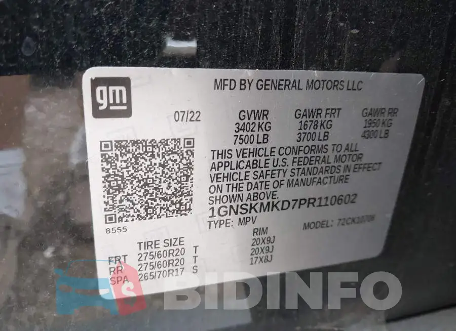 1GNSKMKD7PR110602 Photo# 9