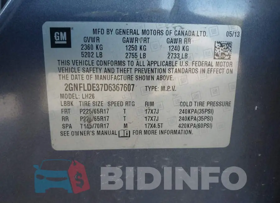 2GNFLDE37D6367607 Photo# 9