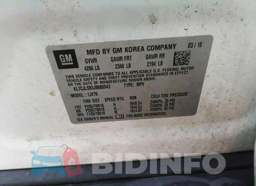 KL7CJLSB3JB680943 Photo# 9