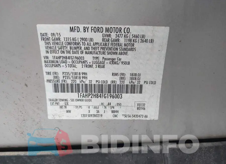 1FAHP2H84FG196003 Photo# 9