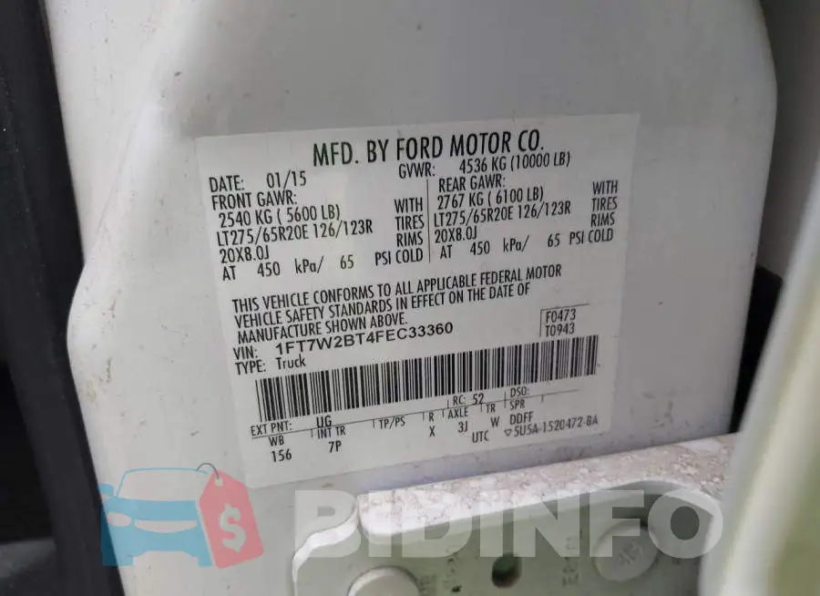 1FT7W2BT4FEC33360 Photo# 9