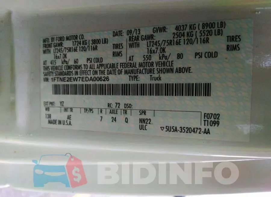 1FTNE2EW7EDA00626 Photo# 9