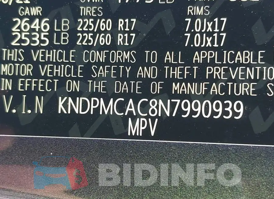 KNDPMCAC8N7990939 Photo# 9