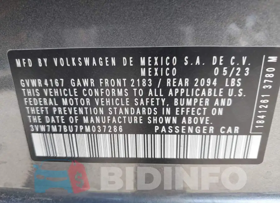 3VW7M7BU7PM037286 Photo# 9
