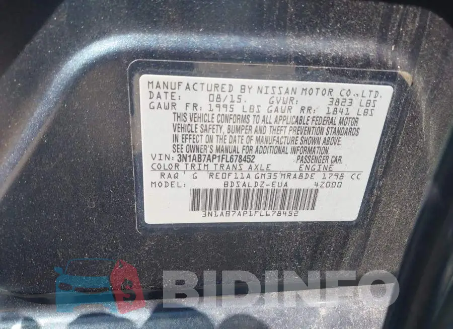 3N1AB7AP1FL678452 Photo# 9
