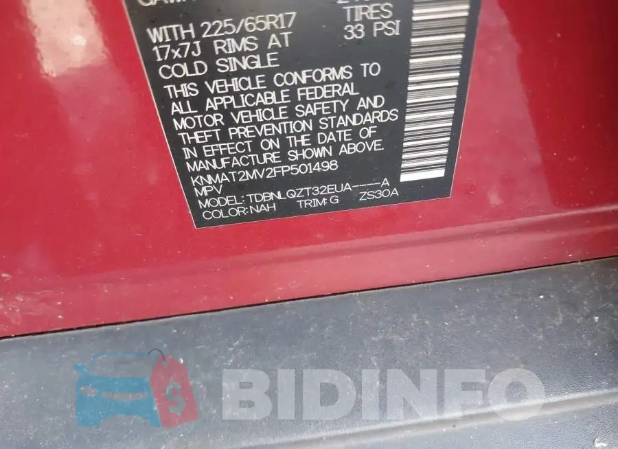 KNMAT2MV2FP501498 Photo# 9