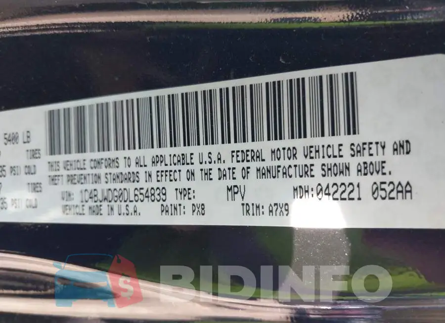 1C4BJWDG0DL654839 Photo# 9
