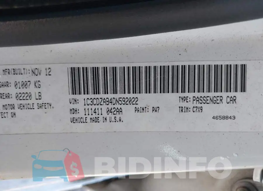 1C3CDZAB4DN592022 Photo# 9