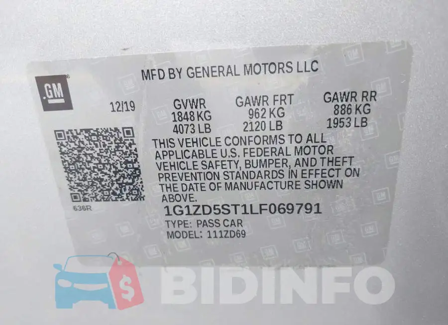 1G1ZD5ST1LF069791 Photo# 9