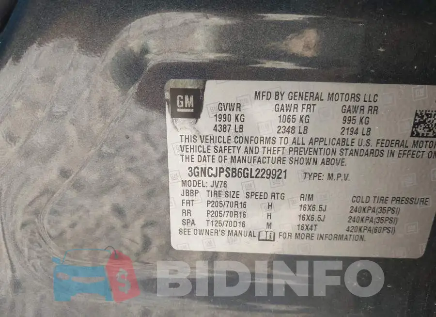 3GNCJPSB6GL229921 Photo# 9