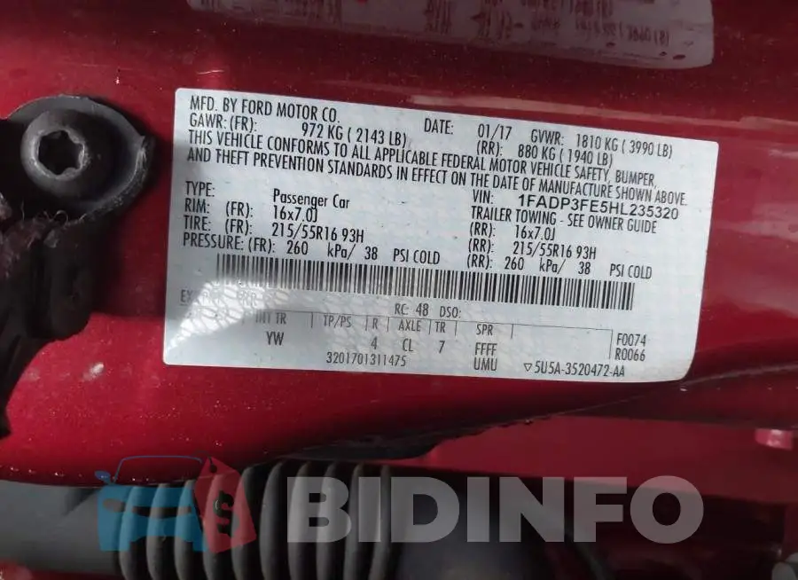 1FADP3FE5HL235320 Photo# 9