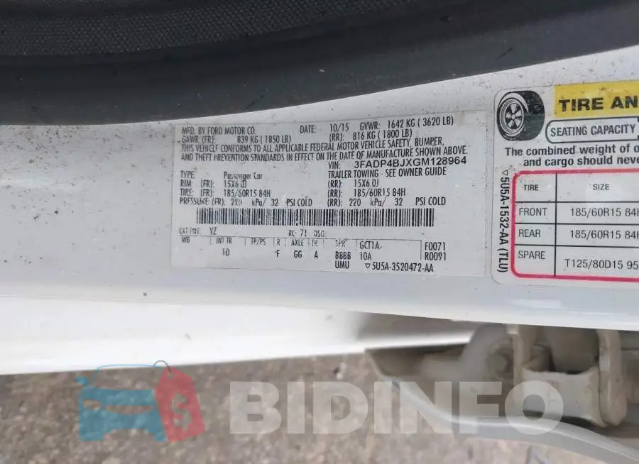 3FADP4BJXGM128964 Photo# 9