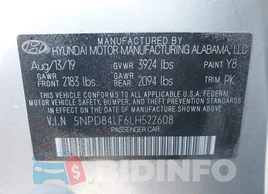 5NPD84LF6LH522608 Photo# 9