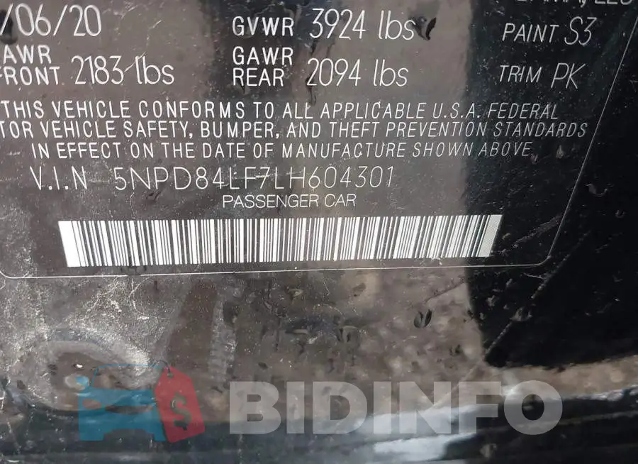 5NPD84LF7LH604301 Photo# 9