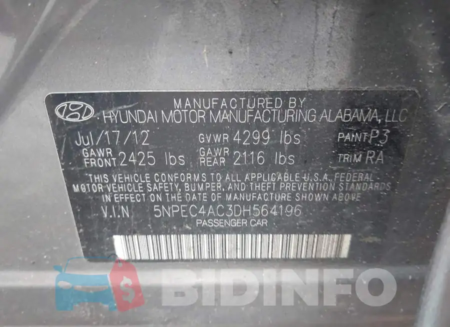 5NPEC4AC3DH564196 Photo# 9