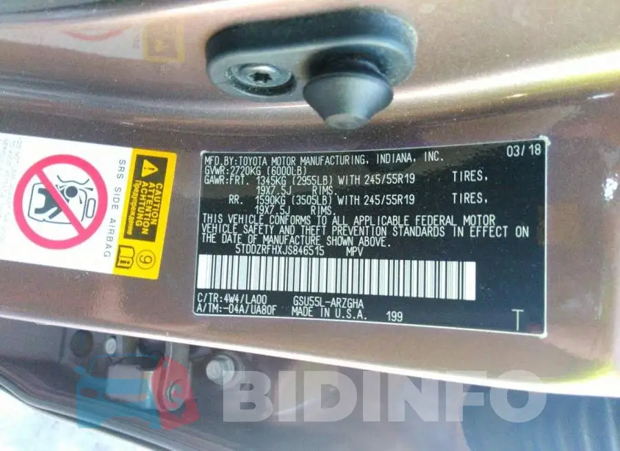 5TDDZRFHXJS846515 Photo# 9