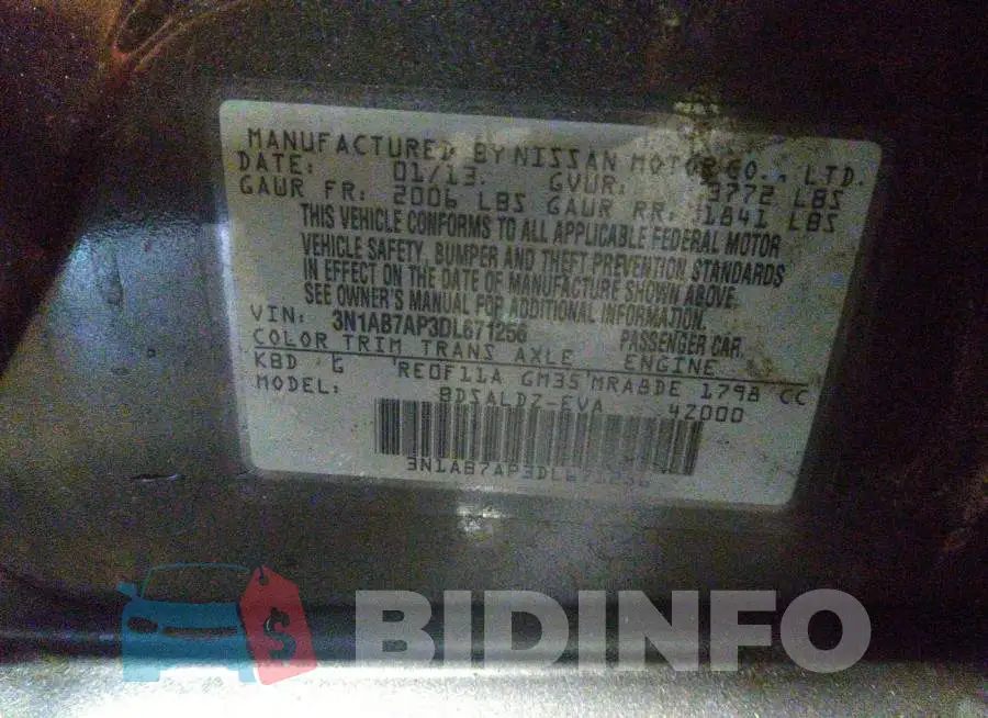 3N1AB7AP3DL671256 Photo# 9
