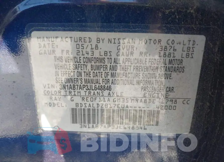 3N1AB7AP3JL648846 Photo# 9