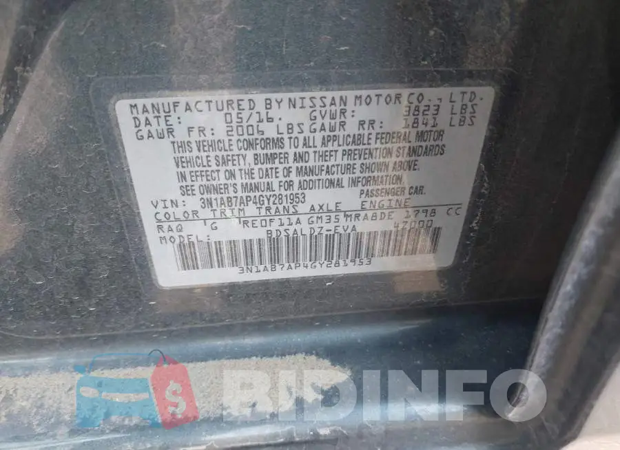 3N1AB7AP4GY281953 Photo# 9