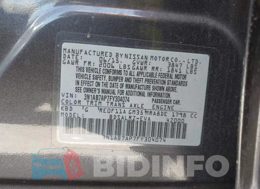 3N1AB7AP7FY304074 Photo# 9