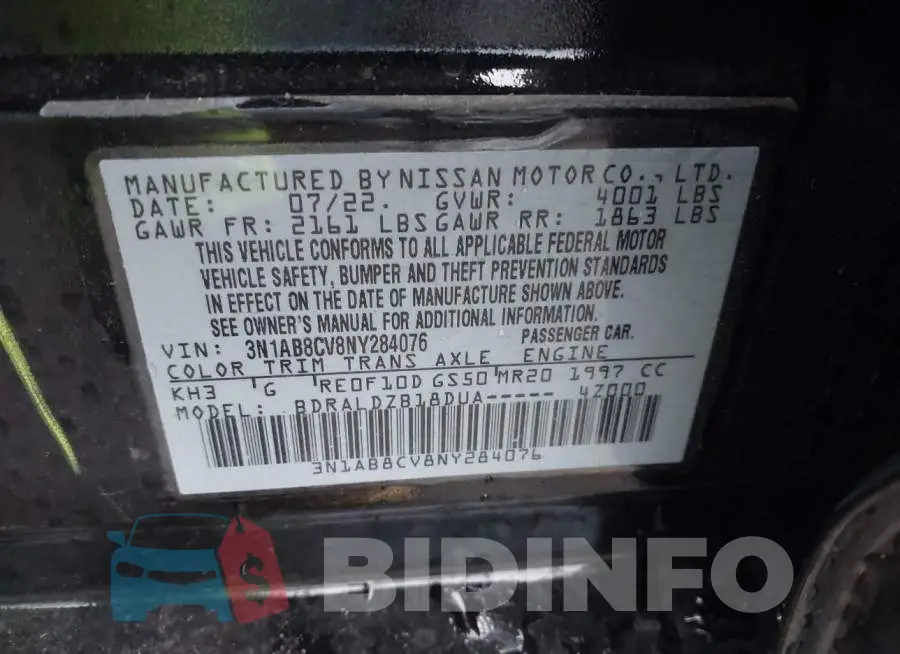 3N1AB8CV8NY284076 Photo# 9