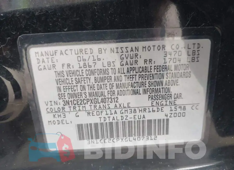 3N1CE2CPXGL407312 Photo# 9