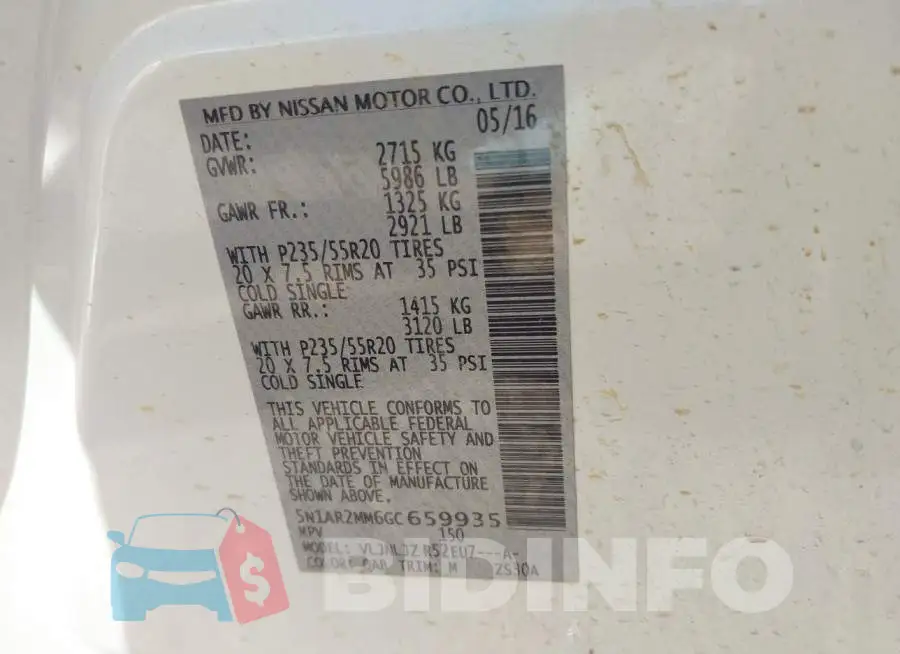 5N1AR2MM6GC659935 Photo# 9