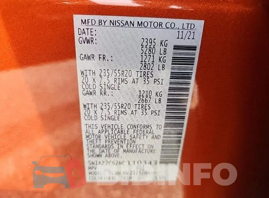 5N1AZ2CS2NC110343 Photo# 8