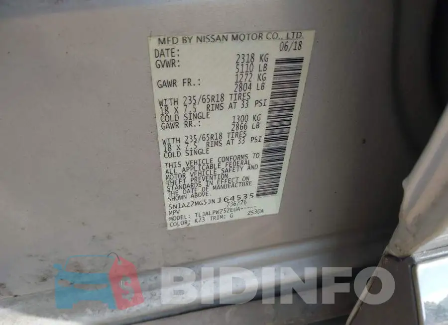 5N1AZ2MG5JN164535 Photo# 9
