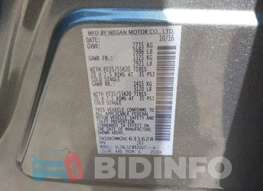5N1DR2MM2HC631628 Photo# 9