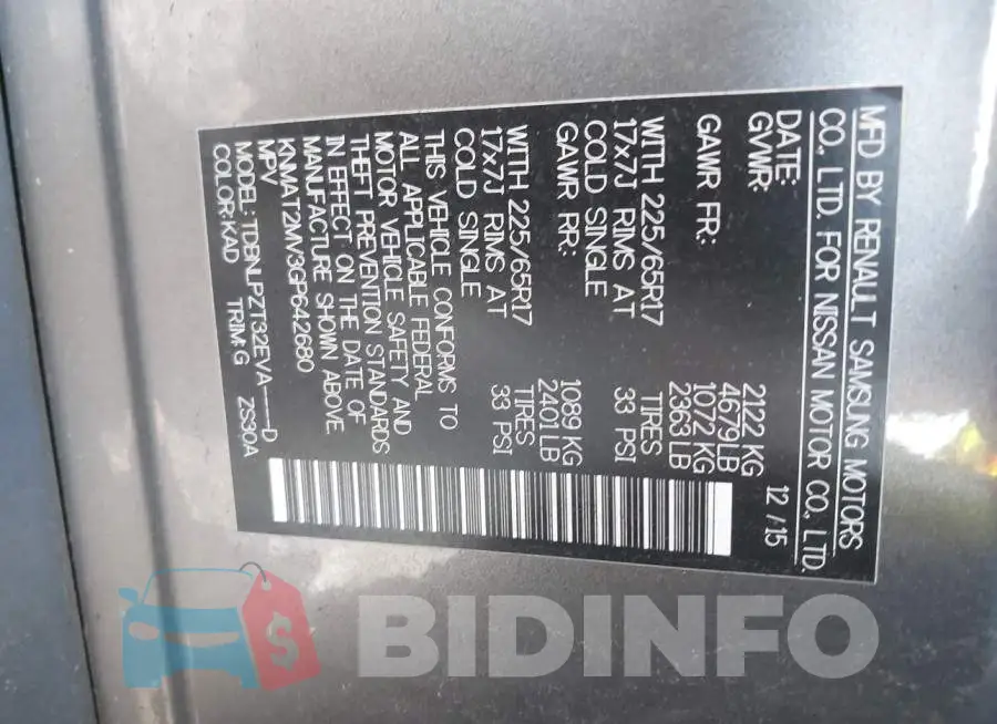 KNMAT2MV3GP642680 Photo# 9